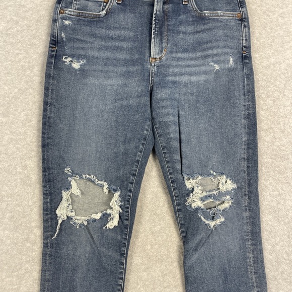 AGOLDE Sophia High Rise Skinny Crop Jeans Womens 30 Distressed Ripped Knees - Picture 3 of 12